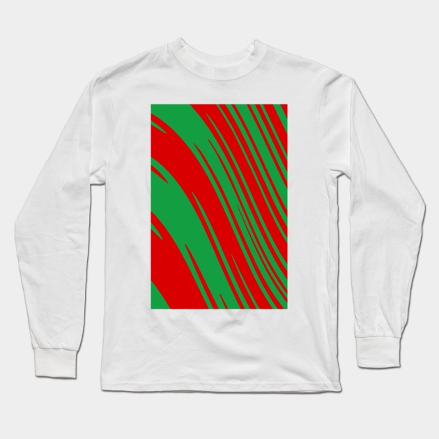 Candy Cane Christmas Red & Green Stripes Abstract Pattern Design Long Sleeve T-Shirt by love-fi